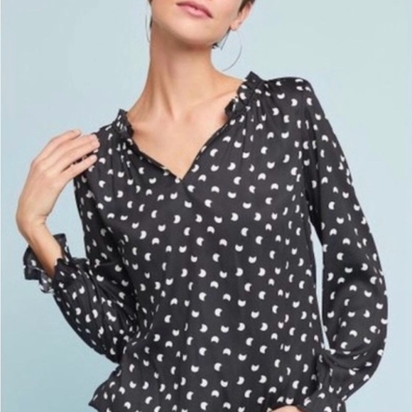 Dolan Black and White Patterned Blouse - Picture 1 of 5